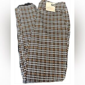 SO Womanโs Plaid Legging Pants High-Rise, Size S NWT